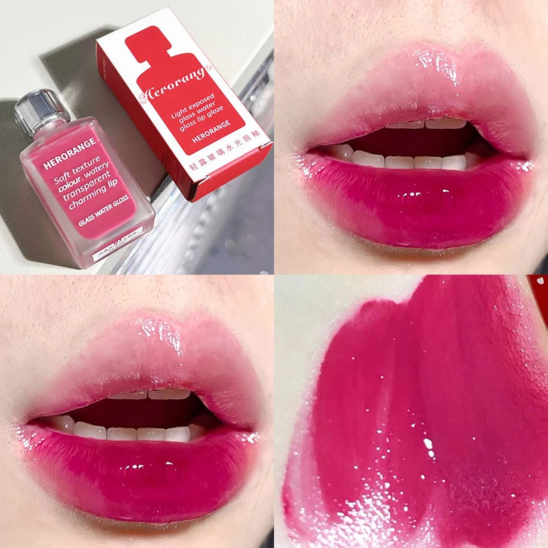Punk Juice Red Lipgloss Black Mirror Glass Water Light Clear Lip Glaze Waterproof Non Stick Liquid Lipstick Nude Lip Tint Makeup