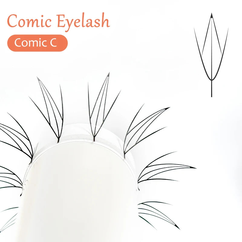 DIYDAY Comic Spire Eyelash Extension Natural Lightweight Manga False Eyelashes Premade Fans Feather Anime Lashes for Makeup Tool