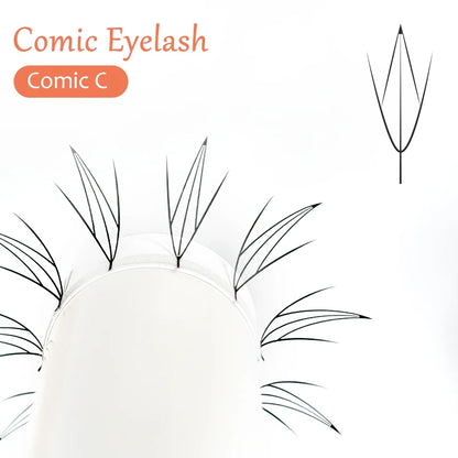 DIYDAY Comic Spire Eyelash Extension Natural Lightweight Manga False Eyelashes Premade Fans Feather Anime Lashes for Makeup Tool