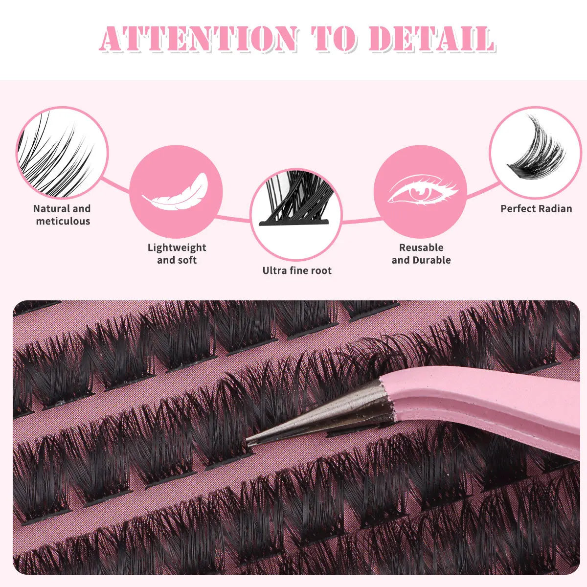 MJ 640pcs 30D/40D/50D/60D Individual Lashes Book Clusters Extensions False Eyelash DIY at Home Cluster Eyelash Extensions Makeup