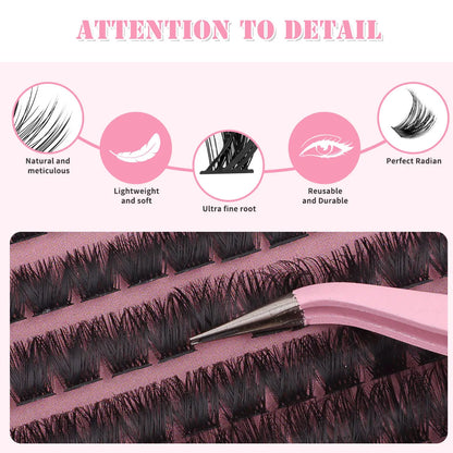 MJ 640pcs 30D/40D/50D/60D Individual Lashes Book Clusters Extensions False Eyelash DIY at Home Cluster Eyelash Extensions Makeup