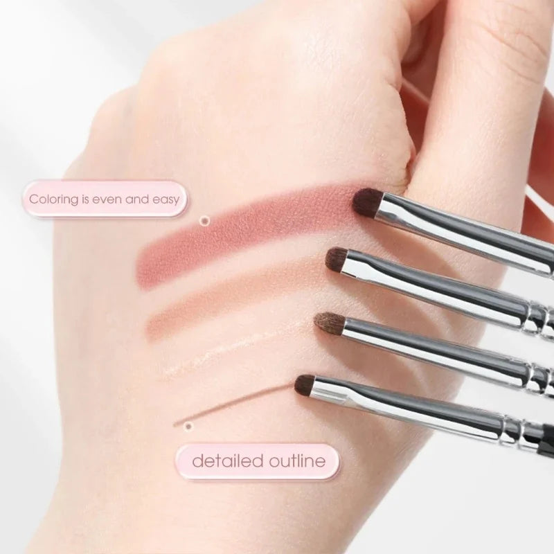 4Pcs Fine Eyeshadow Brushes Smudge Precision Eyeliner Smudge Makeup Brush Eyelid Highlighter Lying Silkworm Makeup Brushes Tools