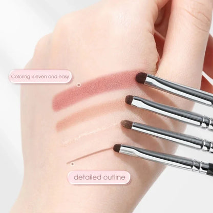 4Pcs Fine Eyeshadow Brushes Smudge Precision Eyeliner Smudge Makeup Brush Eyelid Highlighter Lying Silkworm Makeup Brushes Tools