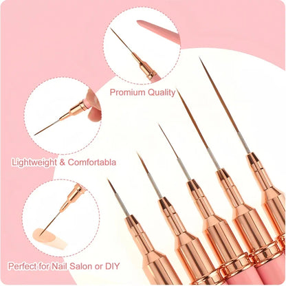5pc/1set Nail Art Liner Brushes Long Lines Liner Brush UV Gel Polish Painting Nail Design Brush Plastic Handle Nail Drawing Pens