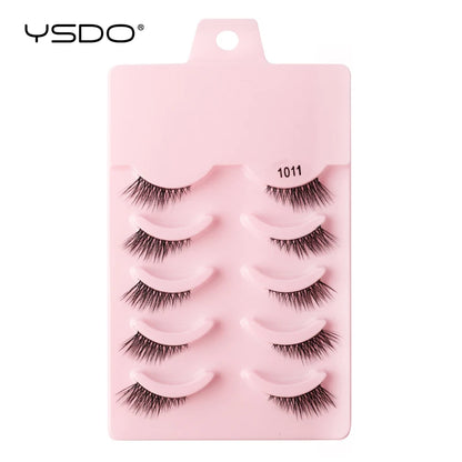 YSDO 5 Pairs Eyelashes Natural Long 3D Mink Lashes Fluffy Volume Mink False Eyelashes Cruelty Free Wispy Lashes Makeup Cilios