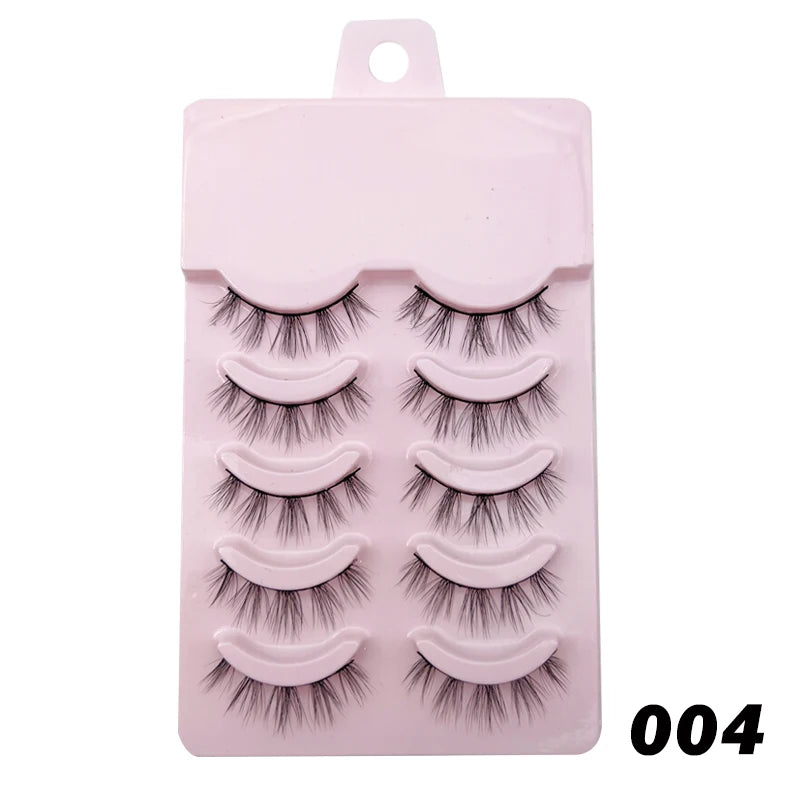 Natural Lashes 5/10 Pairs Eyelashes 3D Mink Lashes Manga Lashes Strip Lashes Band Soft Light False Eyelashes Makeup