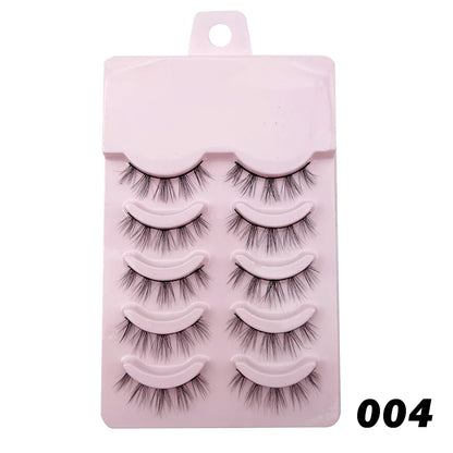 Natural Lashes 5/10 Pairs Eyelashes 3D Mink Lashes Manga Lashes Strip Lashes Band Soft Light False Eyelashes Makeup