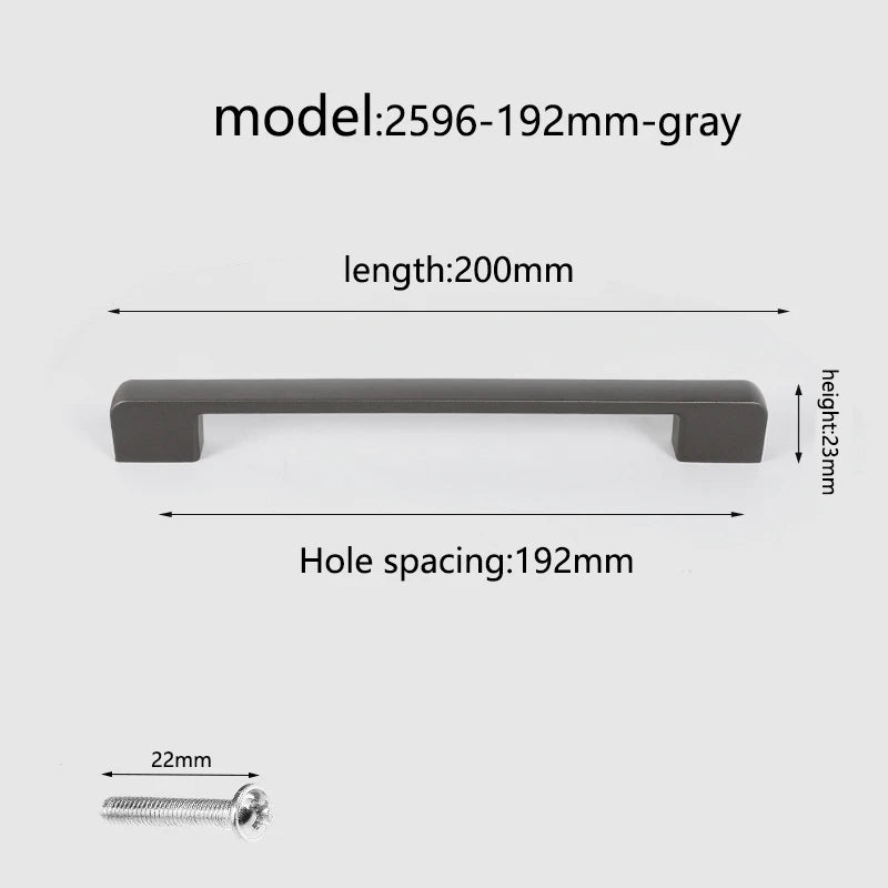 Aluminum alloy cabinet handle, gray wardrobe handle, makeup table handle, 96mm/128mm storage room cabinet handle
