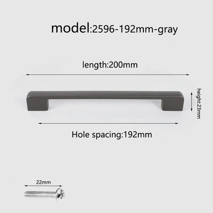 Aluminum alloy cabinet handle, gray wardrobe handle, makeup table handle, 96mm/128mm storage room cabinet handle