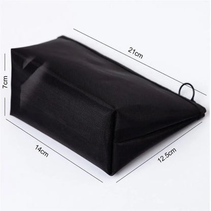 Black Mesh Makeup Bags Women Girls Cosmetic Bag Organizer Travel Portable Wash Lipstick Toiletry Sanitary Napkin Storage Bags