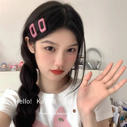2pcs Girls Cute Hairpins Sweet Hair Clips Square Hair Side Bangs Clip Barrettes Makeup Tools Women Headwear Hair Accessories