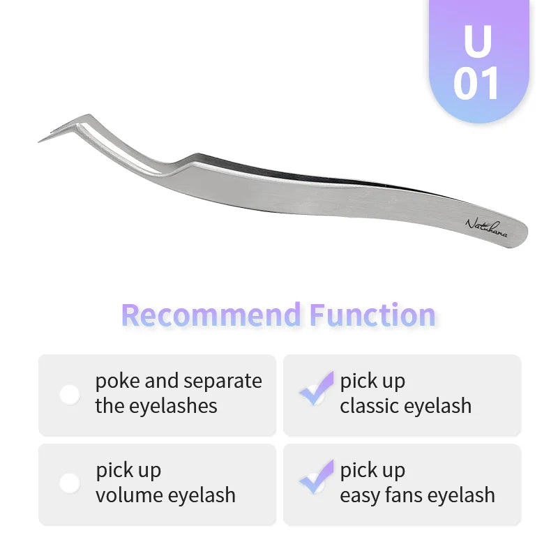 NATUHANA Professional Eyelash Extension Tweezers, High Precision Anti-Static Stainless Steel Lash Tools for Volume & Isolation