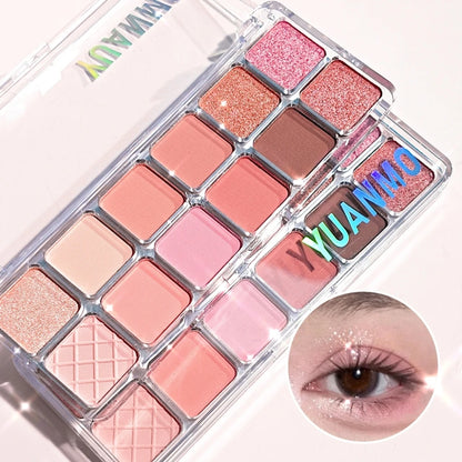 12-color pink eyeshadow palette - matte and shiny versions, suitable for both day and night, for dates and commutes, pink makeup