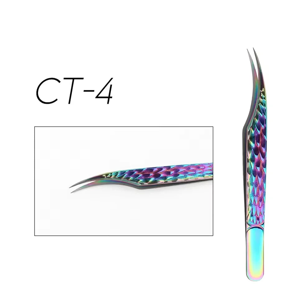 GEMERRY 1 Pcs Pink Gradient Angel Eyelash Tweezers Fiber Tips High Precision Professional Stainless Steel Tool