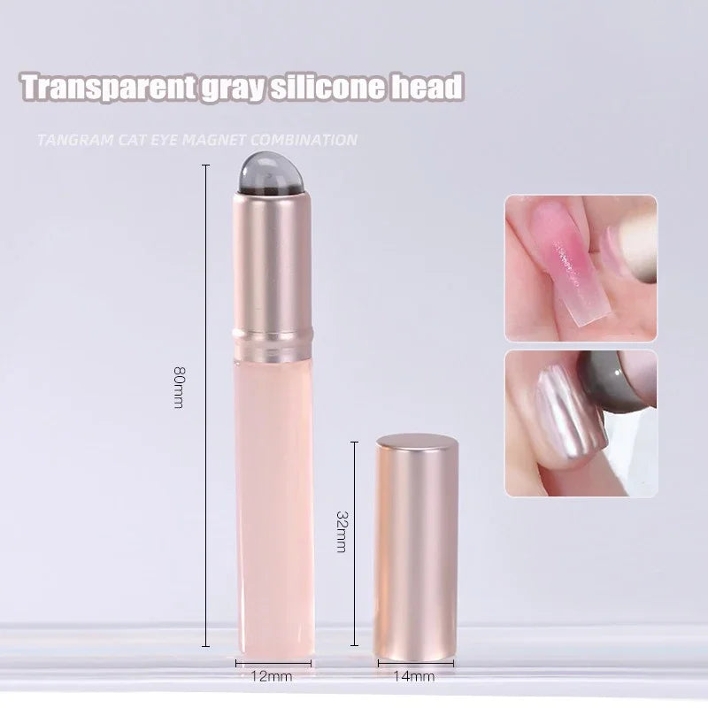 1Pcs Nail Art Silicone Applicator Stick Brush Lipstick Powder Dust Applying Pen for Gradient Effect Smudge Makeup Manicure Tool