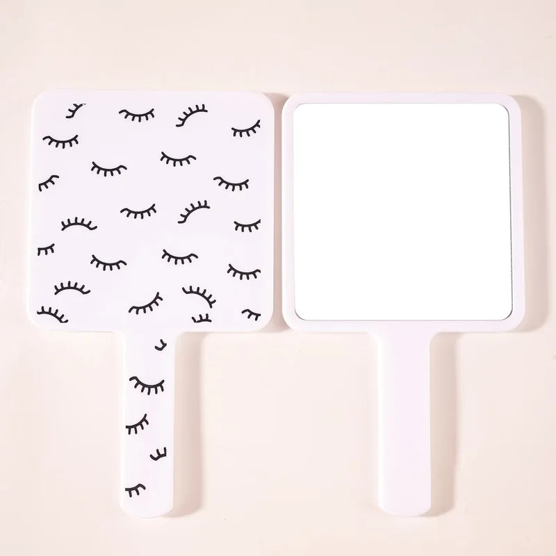 Square Handheld Eyelash Extension Makeup Vanity Mirror  Student Bathroom Handle Hand Mirror SPA Salon Compact Mirrors Portable