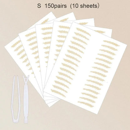 480Pcs Stealth Double Fold Eyelid Tape Fiber Sticker Lace Nature Clear Beige Stripe Self-adhesive Natural Eye Makeup with Tool