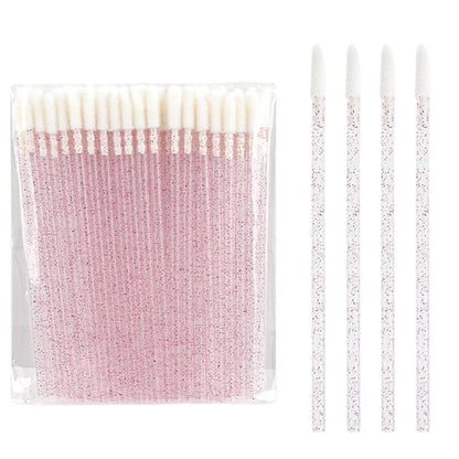 50Pcs Disposable Crystal Lip Brush Lipstick Gloss Wands Eyelash Makeup Micro Brushes Lash Extension Clean Applicator Makeup Tool
