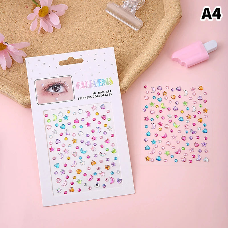 Makeup Diamond Eyes Face Festival DIY Body Crystal Gems Tattoo Adhesive Rhinestone Nail Art Decoration Acrylic Eyeshadow Sticker