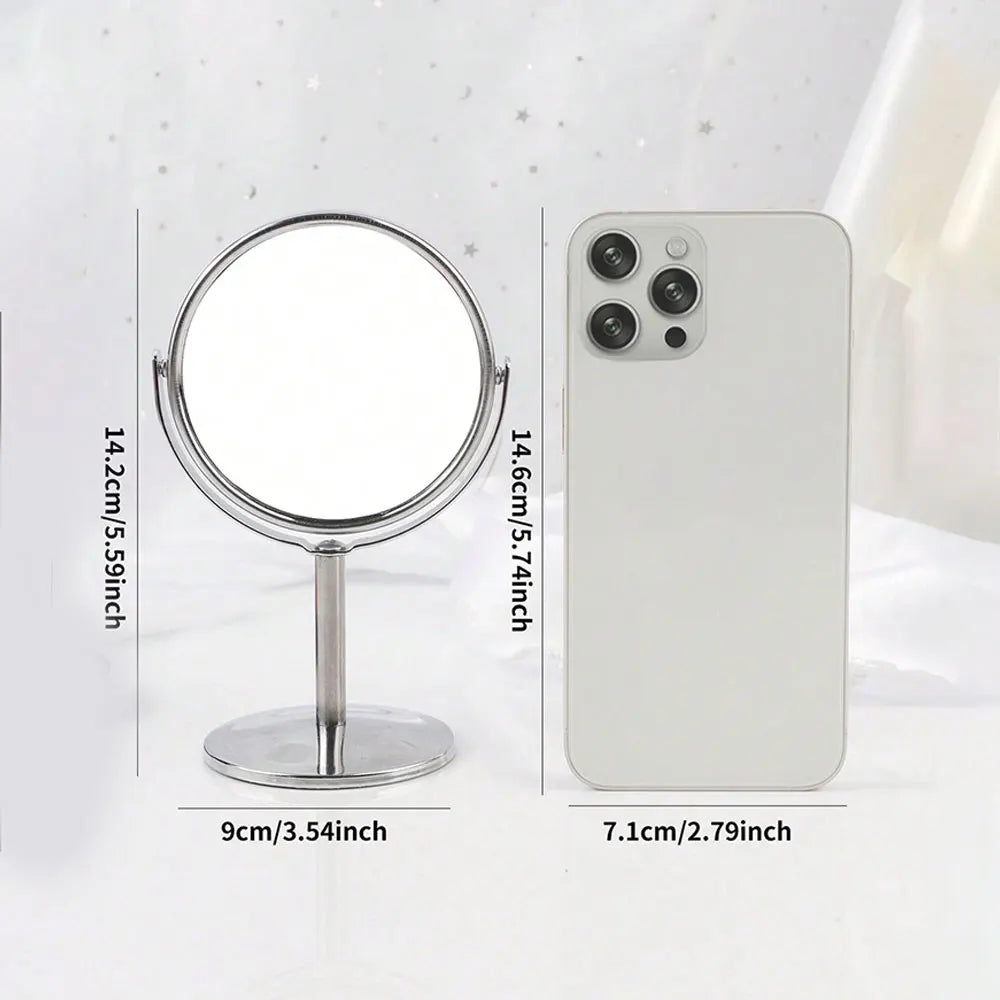 3/4/5in Double-Side Makeup Mirror With 2X Magnification Clear Reflection And Easy To Carry Desktop Vanity Mirror With Stand