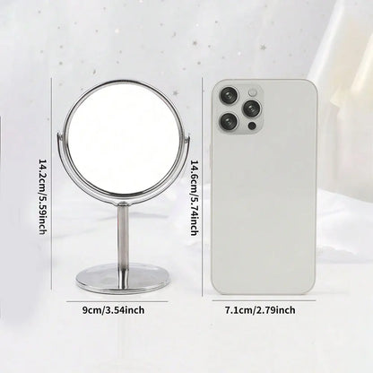 3/4/5in Double-Side Makeup Mirror With 2X Magnification Clear Reflection And Easy To Carry Desktop Vanity Mirror With Stand