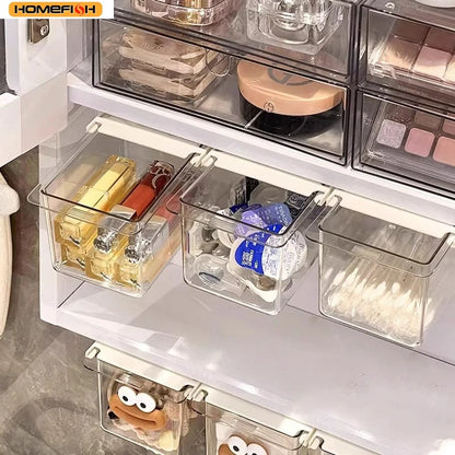 Homefish Transparent Bathroom Cotton Stick Makeup Cotton Bathroom Pull-Out Storage Drawer Style Storage Box Under Mirror Cabinet