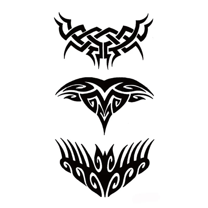 Tattoo Stickers Totem Black Color Flash Temporary Waterproof Party Fake Makeup Neck Hand Arm Body Art for Men Women
