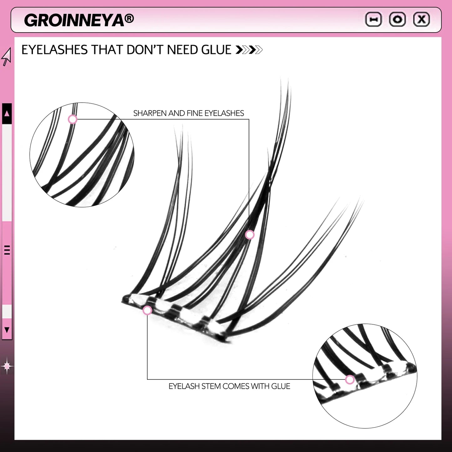 GROINNEYA Self Adhesive DIY Lash Extension Kit Lash Clusters No Glue Needed DIY Lash Extension Pre Glued Cluster Lashes