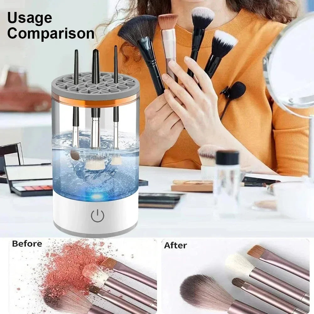 3 In 1 Portable Automatic Electric Makeup Brush Cleaner For Women Eye Shadow Brush Holder Stand Tool And Dryer Beauty Makeup