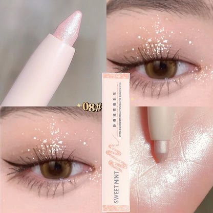 White Eyeliner Shiny Glitter Eyeshadow Stick Eye Liner Pen 15 Colors Matte Brown Pink Pearlescent Eyes Makeup Brighten Silkworm