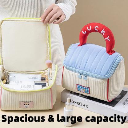268--Women’s New Large-Capacity Compartmentalized Waterproof Portable Travel Storage Bag, House-Shaped Makeup Bag with Handle