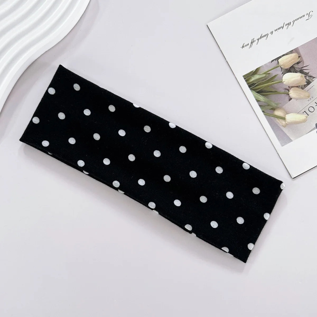 Women's yoga elastic headband with polka dots, autumn fashion makeup headband, hair accessories, sports and fitness headband