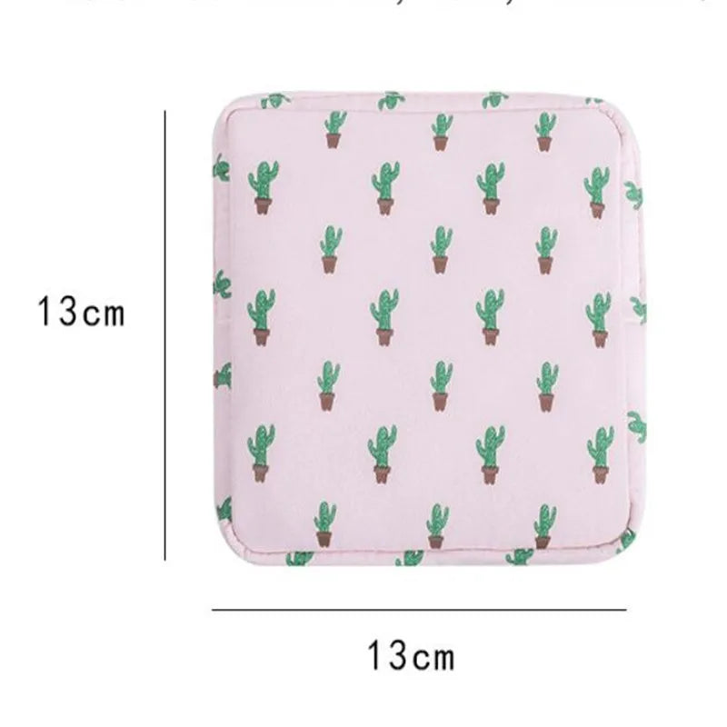 Women Sanitary Napkin Tampon Storage Bag Cute Sanitary Pad Pouches Portable Makeup Lipstick Key Earphone Data Cables Organizer