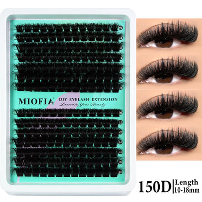 MIOFIA Thick Fluffy Lashes Clusters 150D 100D 80D 50D Natural Lash Clusters 3D Faux Mink Lashes DIY Eyelash Extension Makeup