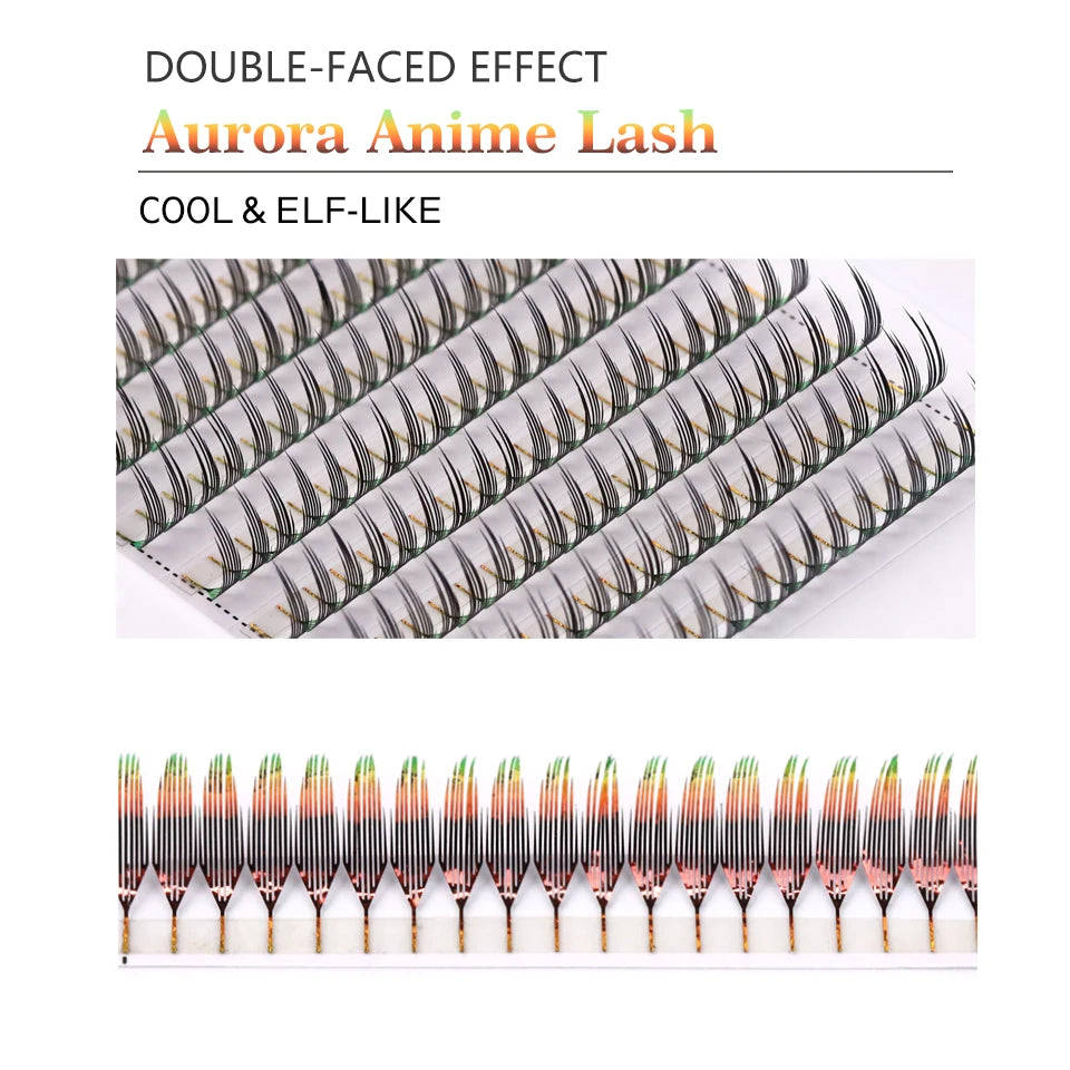 RUJADE New Colorful Shiny Manga Comic Spire Lashes Tinsel Anime Eyelash Extension Premade Fans Feather Shape Party Makeup Lashes