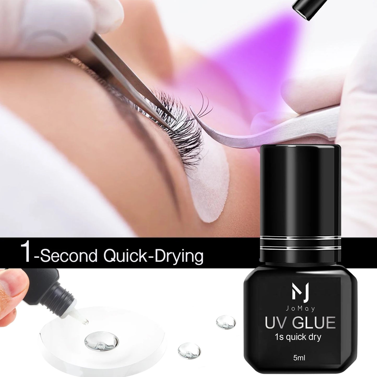 UV Eyelash Glue Makeup Tools Water Proof Quick Dry in 1 Second Eyelash Extension Supplies Colorless Tasteless Eyelash Glue