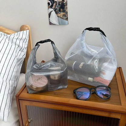 1PC Waterproof Mesh Cosmetic Bag for Travel, Gym, Bathroom, Quick-Dry Toiletry Organizer with Handle Portable Makeup Pouch