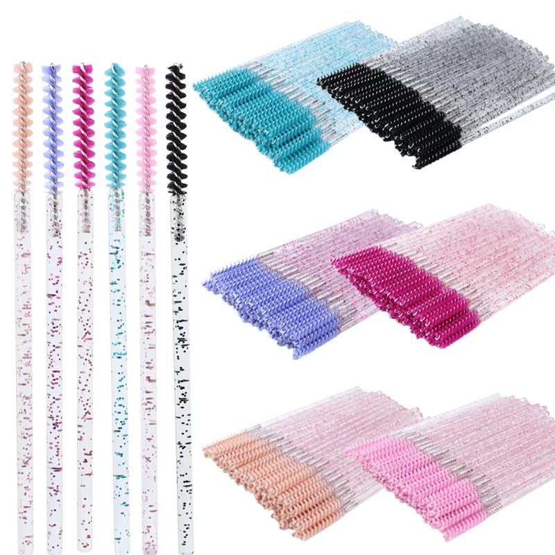 Clearance_50pcs Disposable Skinny Mascara Wands Mini Crystal Eyelash Brushes Micro Brush Lash Extension Supplies Mini Lash Brush