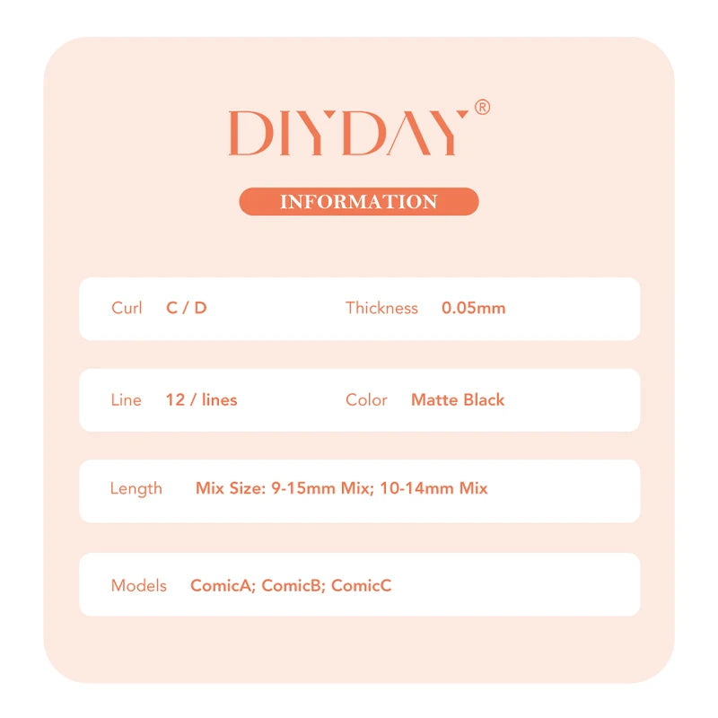 DIYDAY Comic Spire Eyelash Extension Natural Lightweight Manga False Eyelashes Premade Fans Feather Anime Lashes for Makeup Tool