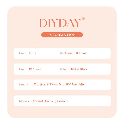 DIYDAY Comic Spire Eyelash Extension Natural Lightweight Manga False Eyelashes Premade Fans Feather Anime Lashes for Makeup Tool