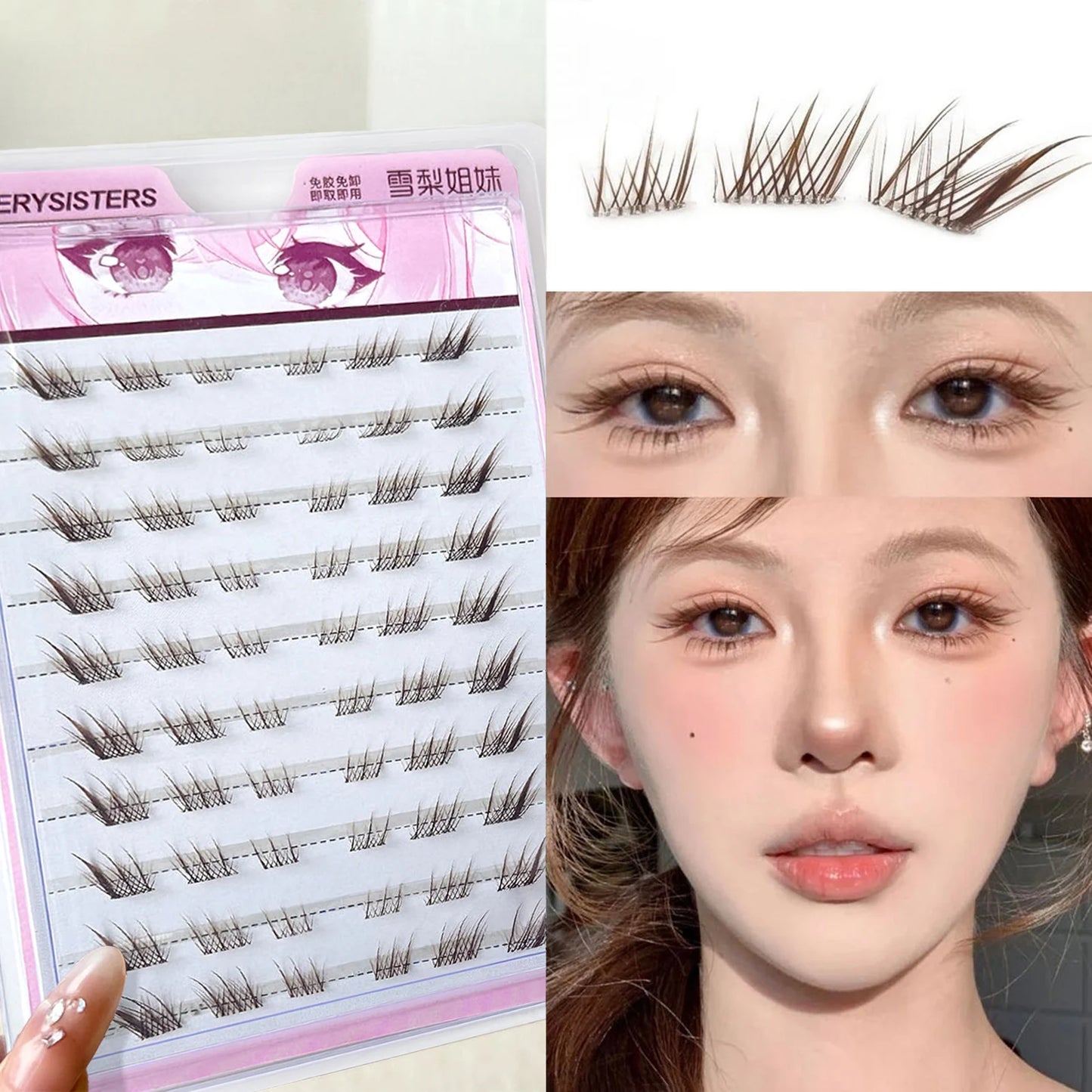 10rows Foxes Style Anime False Eyelashes Natural Curling 8-13mm Spiky Cluster Segmented Eyelash Extensions For Beauty Eye Makeup