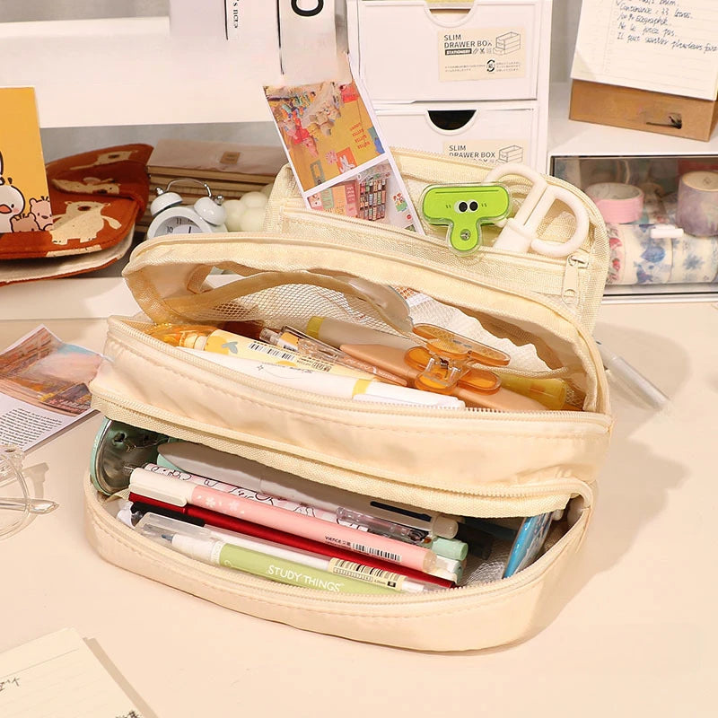Large Capacity Minimalist Storage Bag Student Pencil Case Makeup Bag Storing Stationery Makeup Tools Digital Accessories