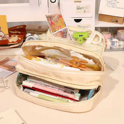 Large Capacity Minimalist Storage Bag Student Pencil Case Makeup Bag Storing Stationery Makeup Tools Digital Accessories