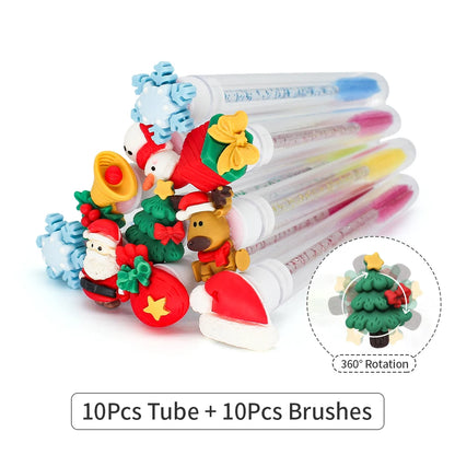 Christmas Eyelash Brush Tubes With Lash Reusable Mascara Wands Replaceable Makeup Applicators Dust-proof Lash Extension Supplies