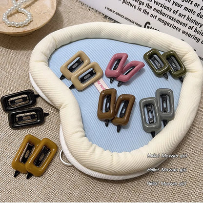 2pcs Girls Cute Hairpins Sweet Hair Clips Square Hair Side Bangs Clip Barrettes Makeup Tools Women Headwear Hair Accessories