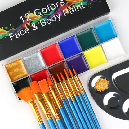 12 Color Face Paint Body Paint Oil Painting Facial Paint Professional Pigment Palette In Party Makeup