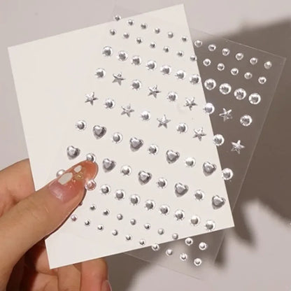 Face Tattoo Eyeshadow Stickers Nail Stickers 3D Pearl Face Jewels Diamond Decoration Self Adhesive Body Brow Makeup DIY Beauty