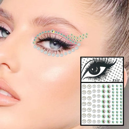 Red Heart Face Jewelry Temporary Tattoos Eye Forehead Diamonds Jewels Makeup Sticker Sparkle Water Drop Gems Nail Art Festival