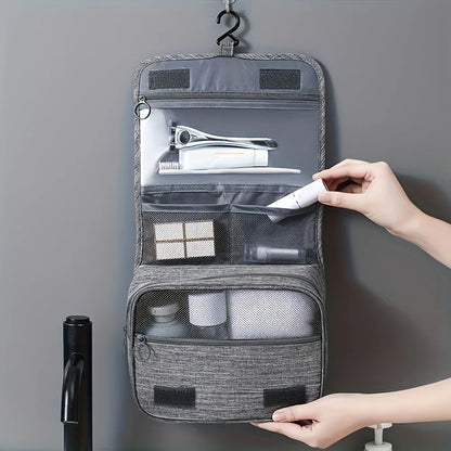 Zippered Cosmetic Organizer Bag - Oxford Fabric Travel Toiletry Pouch for Makeup Brushes Lipsticks, Men Women Hand Washable