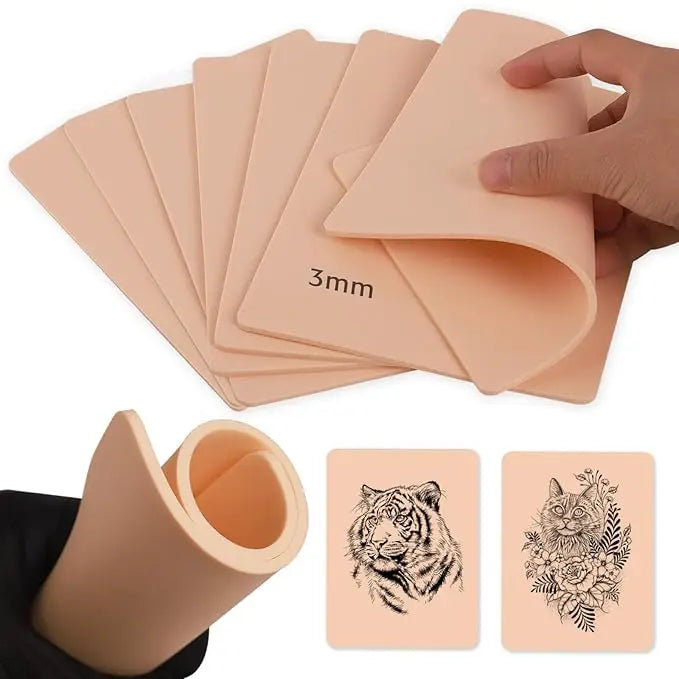10/8/5/3/1pcs Tattoo Practice Skin 3MM silicone fake skin Double sided permanent makeup training supplies Tattoo accessories